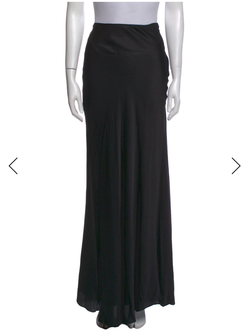 Self-Portrait Black Satin Floor-Length Maxi Skirt